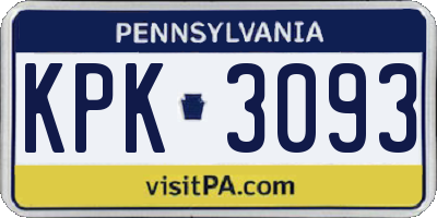 PA license plate KPK3093