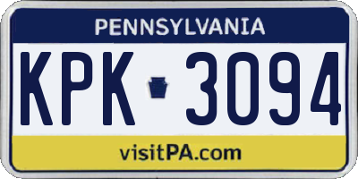 PA license plate KPK3094