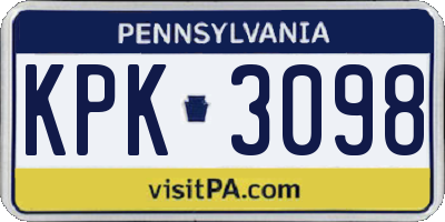 PA license plate KPK3098