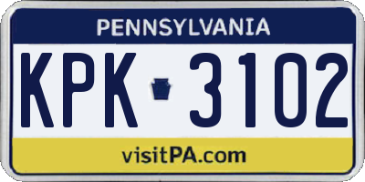 PA license plate KPK3102