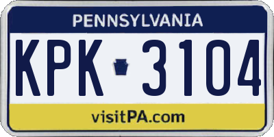 PA license plate KPK3104