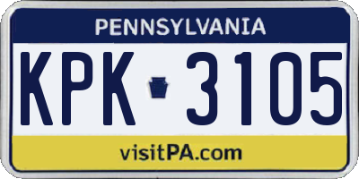 PA license plate KPK3105