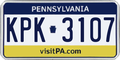 PA license plate KPK3107