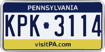 PA license plate KPK3114