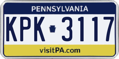 PA license plate KPK3117