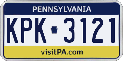 PA license plate KPK3121