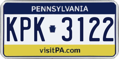 PA license plate KPK3122