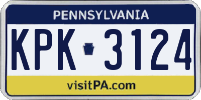 PA license plate KPK3124
