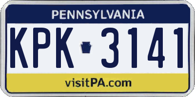 PA license plate KPK3141