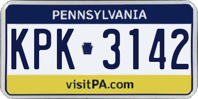 PA license plate KPK3142