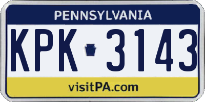 PA license plate KPK3143