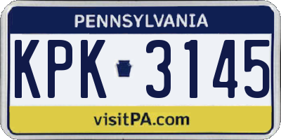 PA license plate KPK3145