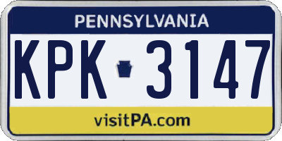 PA license plate KPK3147
