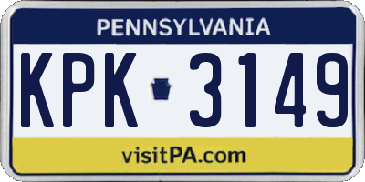 PA license plate KPK3149