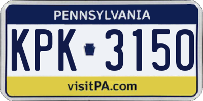 PA license plate KPK3150