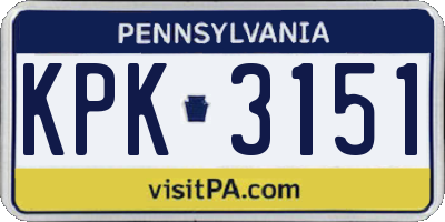 PA license plate KPK3151