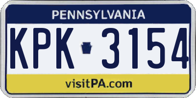 PA license plate KPK3154