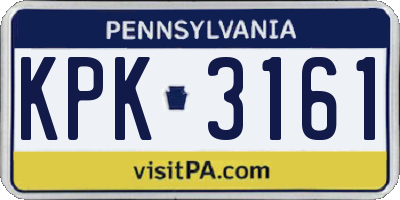 PA license plate KPK3161