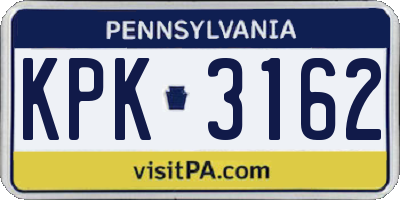 PA license plate KPK3162