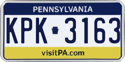 PA license plate KPK3163