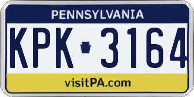PA license plate KPK3164