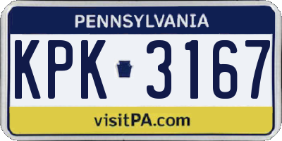 PA license plate KPK3167