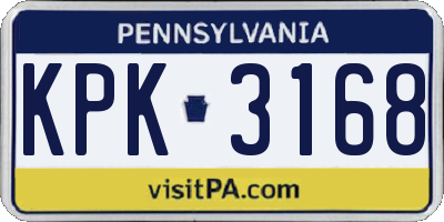 PA license plate KPK3168