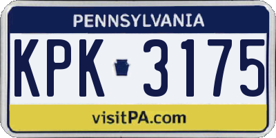 PA license plate KPK3175