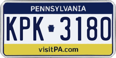 PA license plate KPK3180