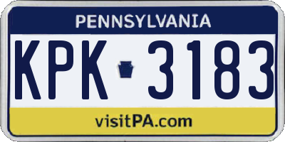 PA license plate KPK3183