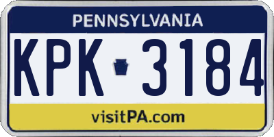 PA license plate KPK3184