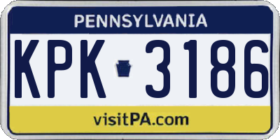 PA license plate KPK3186