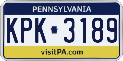PA license plate KPK3189