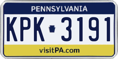 PA license plate KPK3191