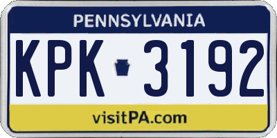 PA license plate KPK3192
