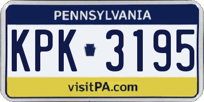PA license plate KPK3195