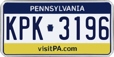 PA license plate KPK3196