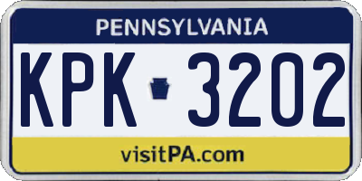 PA license plate KPK3202