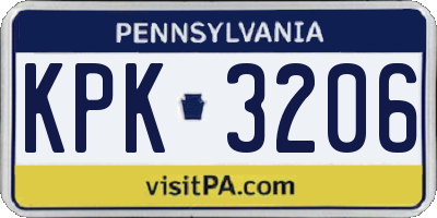 PA license plate KPK3206