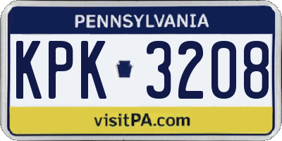PA license plate KPK3208