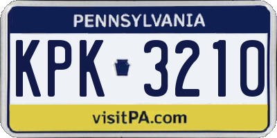 PA license plate KPK3210