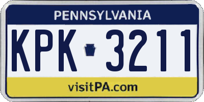 PA license plate KPK3211