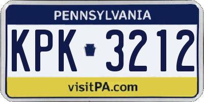 PA license plate KPK3212