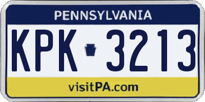 PA license plate KPK3213