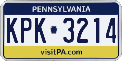 PA license plate KPK3214