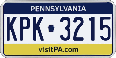 PA license plate KPK3215