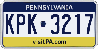 PA license plate KPK3217