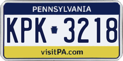 PA license plate KPK3218
