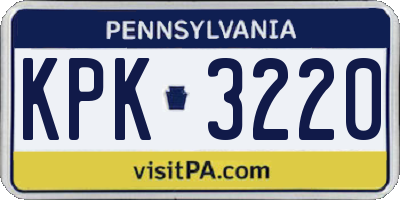 PA license plate KPK3220