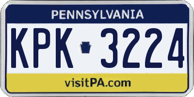PA license plate KPK3224